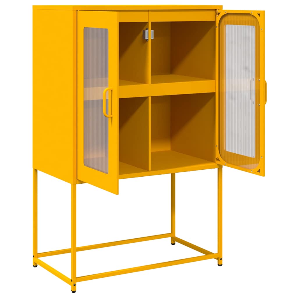 vidaXL Aparador de acero amarillo mostaza 68x39x107 cm