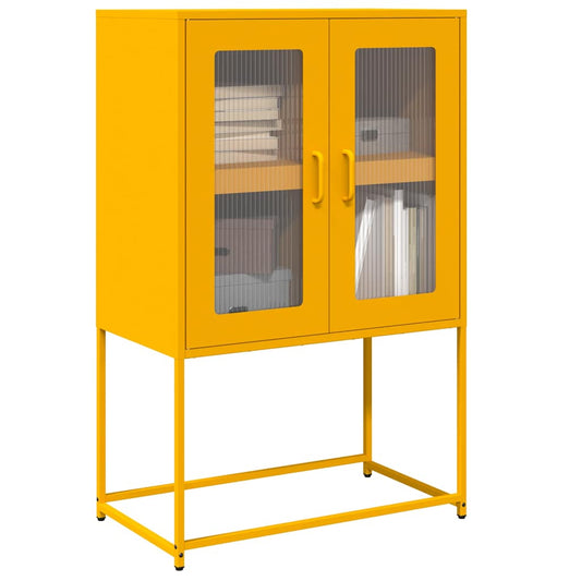 vidaXL Aparador de acero amarillo mostaza 68x39x107 cm