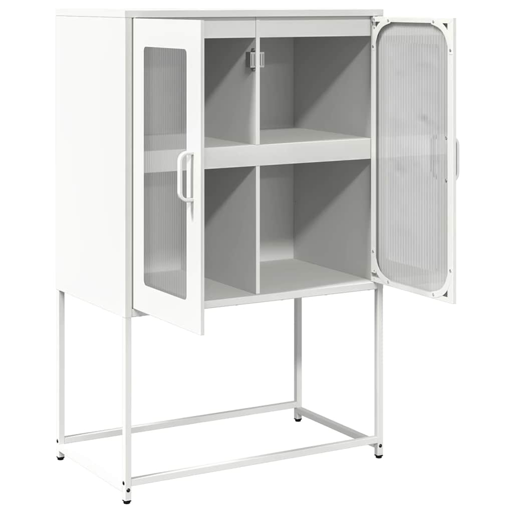 vidaXL Aparador de acero blanco 68x39x107 cm