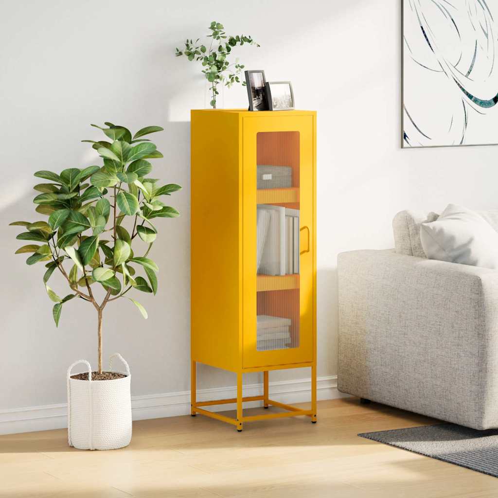 vidaXL Aparador de acero laminado en frío amarillo 36x39x123 cm