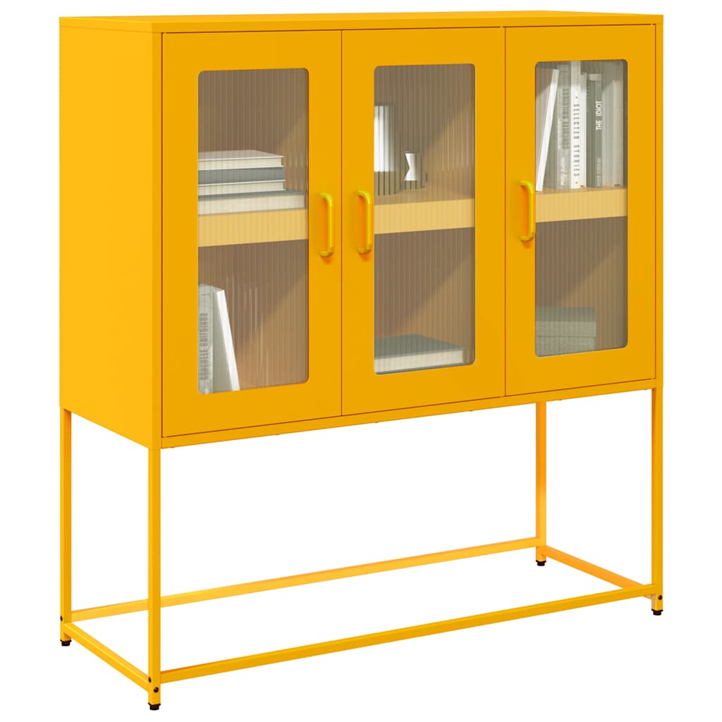 vidaXL Aparador de acero laminado en frío amarillo 100,5x39x107 cm