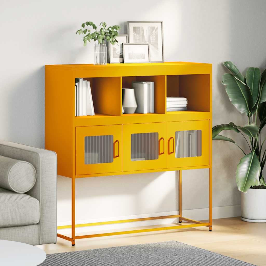 vidaXL Aparador de acero laminado en frío amarillo 100,5x39x107 cm