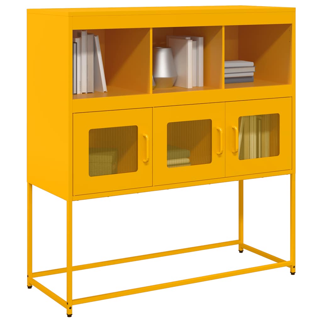 vidaXL Aparador de acero laminado en frío amarillo 100,5x39x107 cm