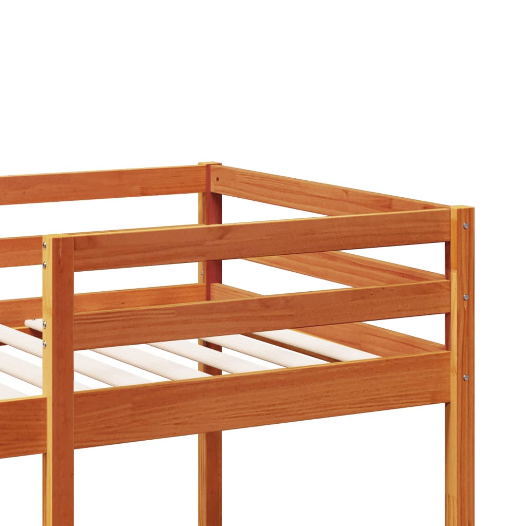 vidaXL Cama alta sin colchón madera maciza pino marrón cera 80x200 cm