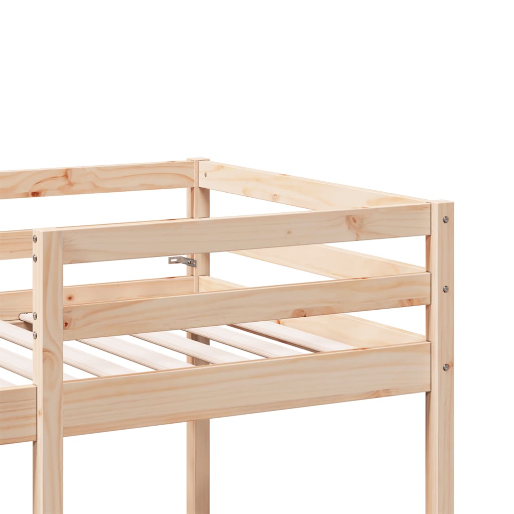 vidaXL Cama alta con escritorio y asientos madera maciza 75x190 cm