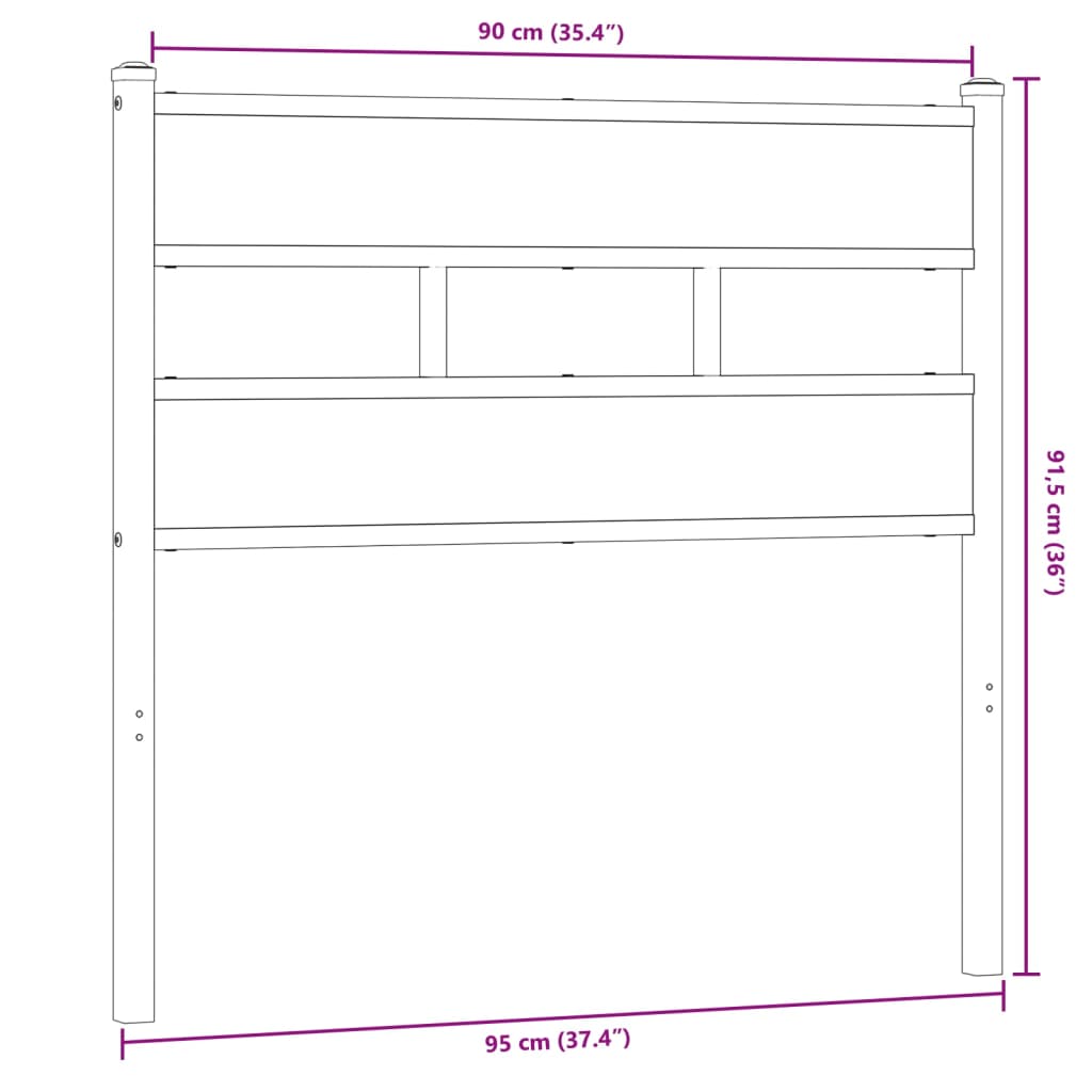 vidaXL Cabecero de acero y madera de ingeniería roble Sonoma 90 cm