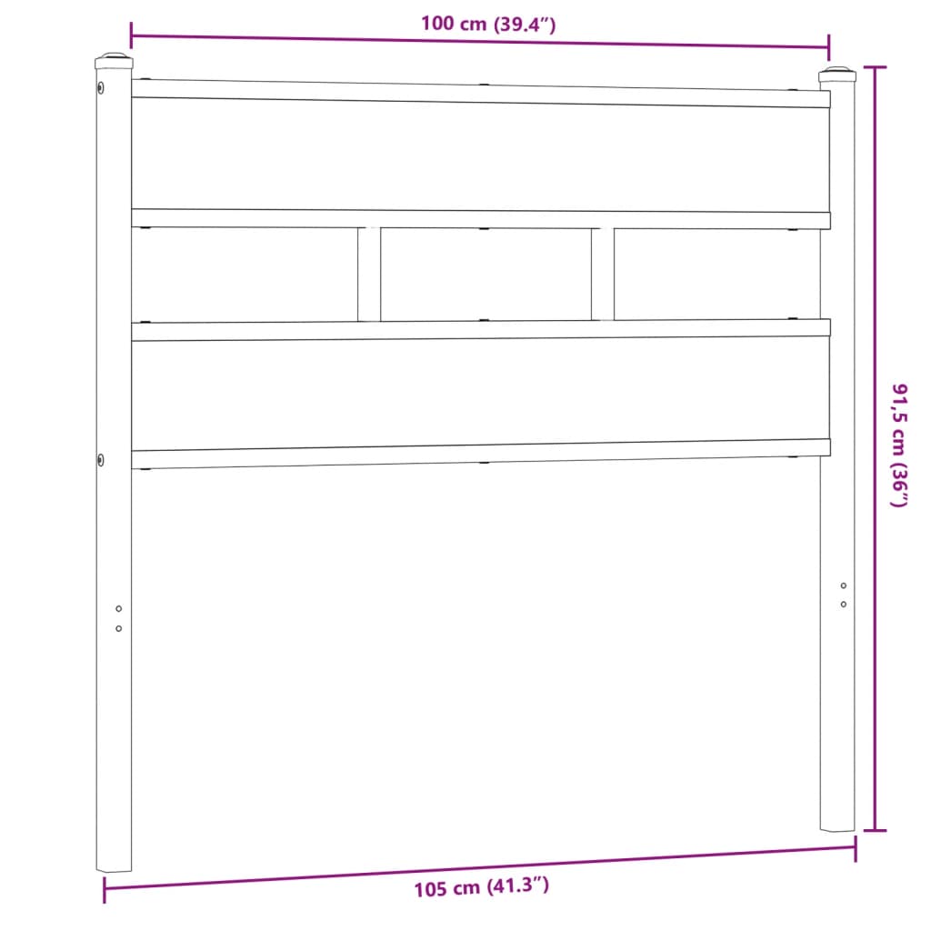 vidaXL Cabecero de acero y madera de ingeniería roble Sonoma 100 cm