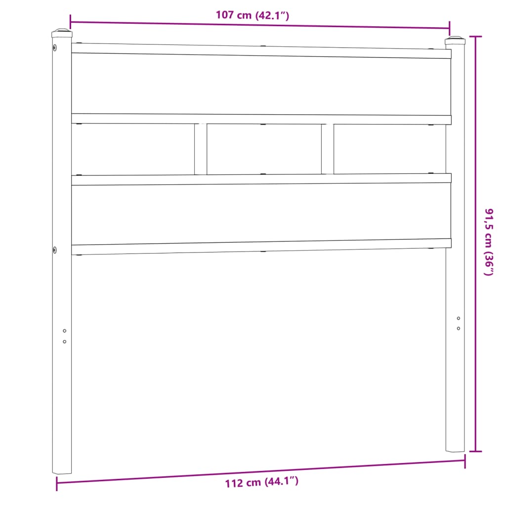 vidaXL Cabecero de acero y madera de ingeniería roble 107 cm