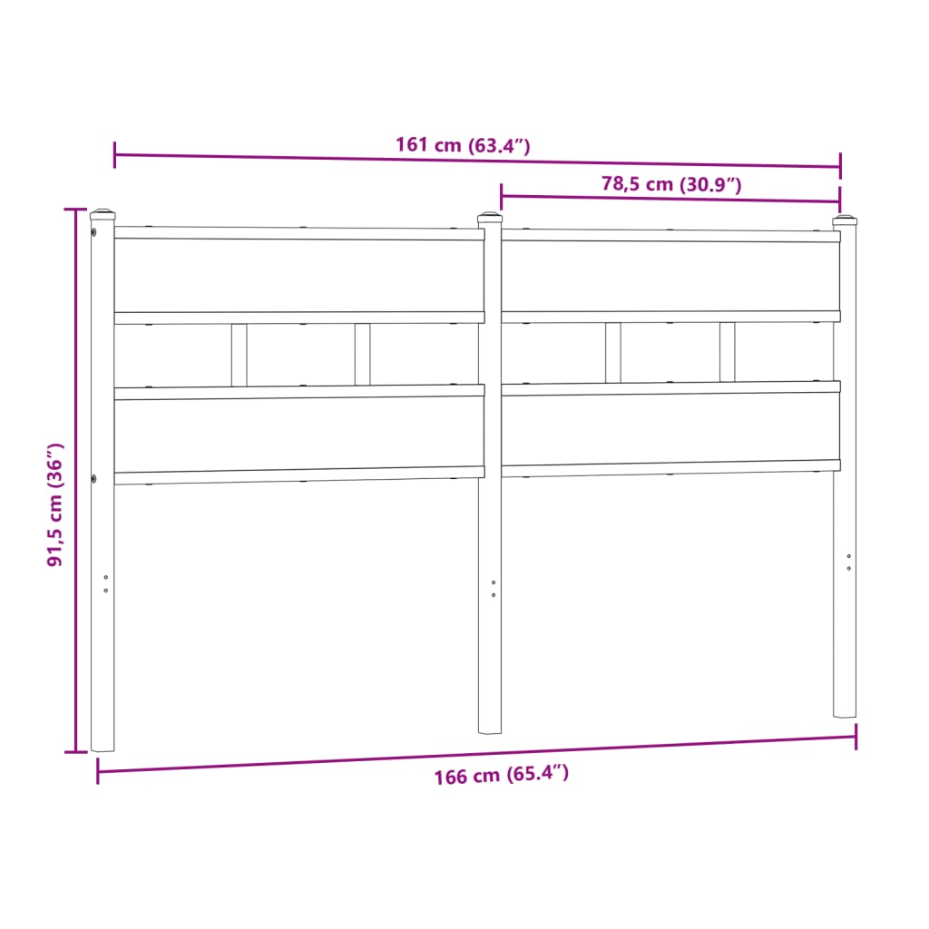 vidaXL Cabecero de acero y madera de ingeniería roble Sonoma 160 cm