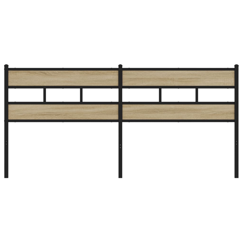 vidaXL Cabecero de hierro y madera de ingeniería roble Sonoma 180 cm