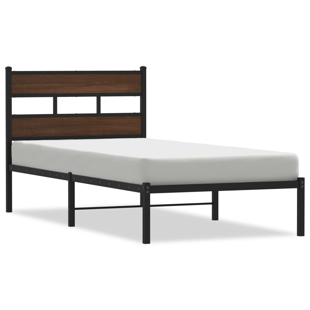 vidaXL Estructura cama con cabecero sin colchón marrón roble 75x190 cm