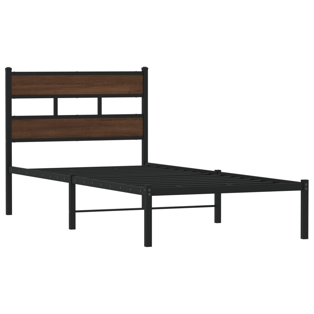 vidaXL Estructura cama con cabecero sin colchón marrón roble 75x190 cm