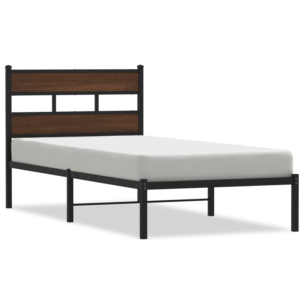 vidaXL Estructura cama con cabecero sin colchón marrón roble 80x200 cm