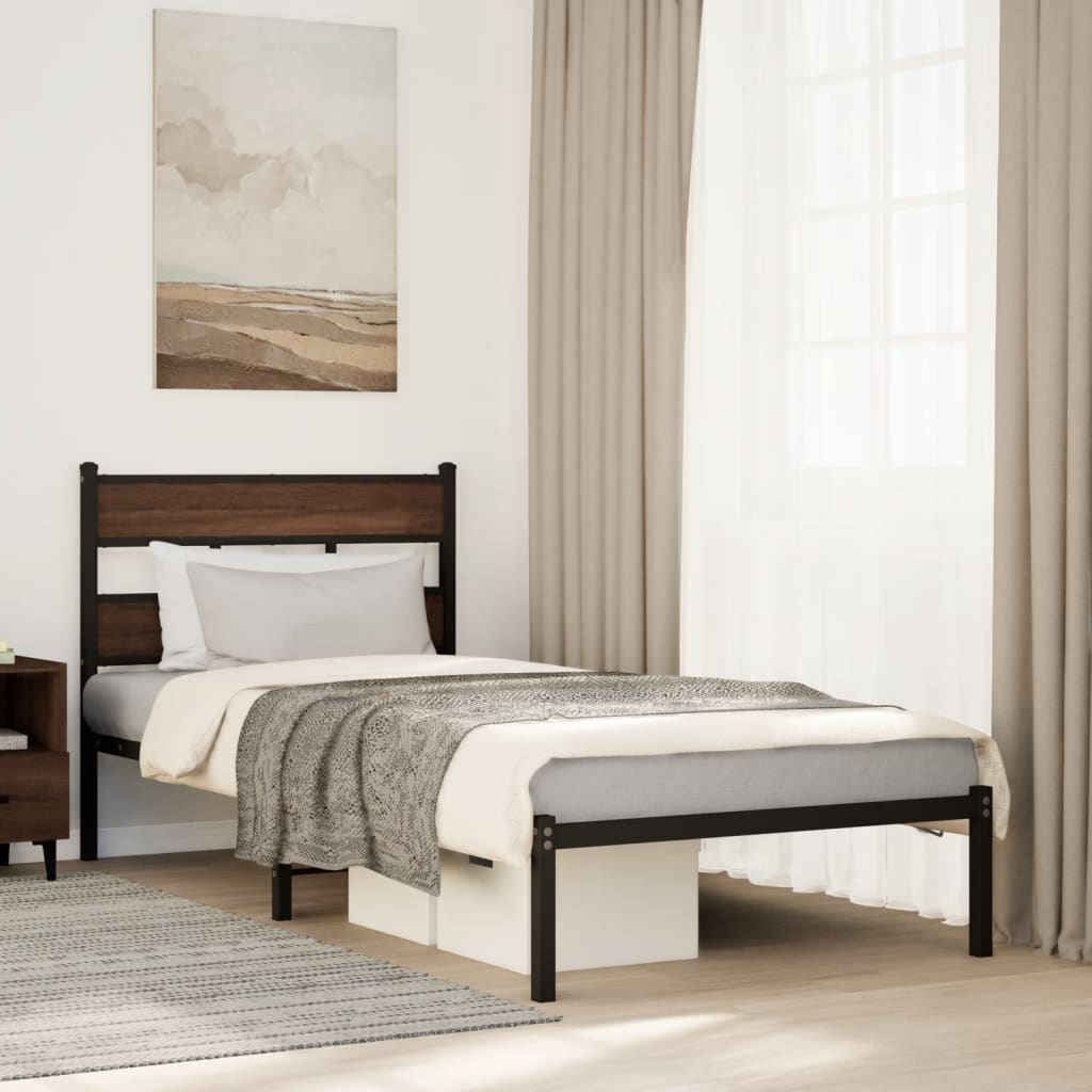 vidaXL Estructura cama con cabecero sin colchón marrón roble 90x190 cm