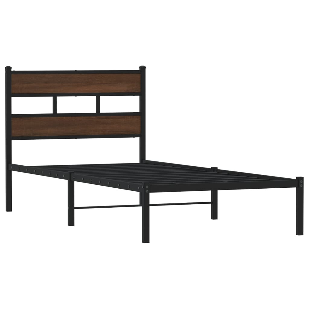 vidaXL Estructura cama con cabecero sin colchón marrón roble 100x190cm