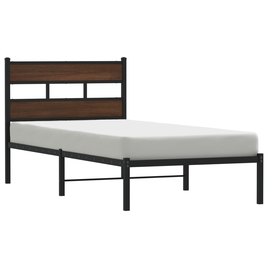 vidaXL Estructura cama con cabecero sin colchón marrón roble 100x200cm