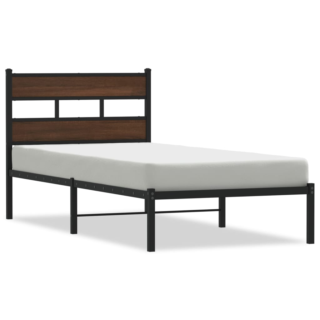 vidaXL Estructura cama con cabecero sin colchón marrón roble 107x203cm