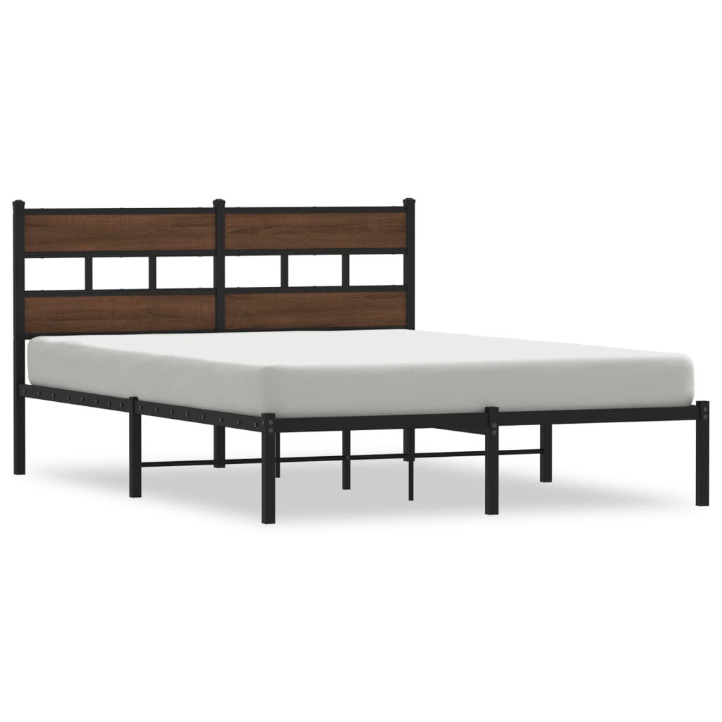 vidaXL Estructura cama con cabecero sin colchón marrón roble 137x190cm