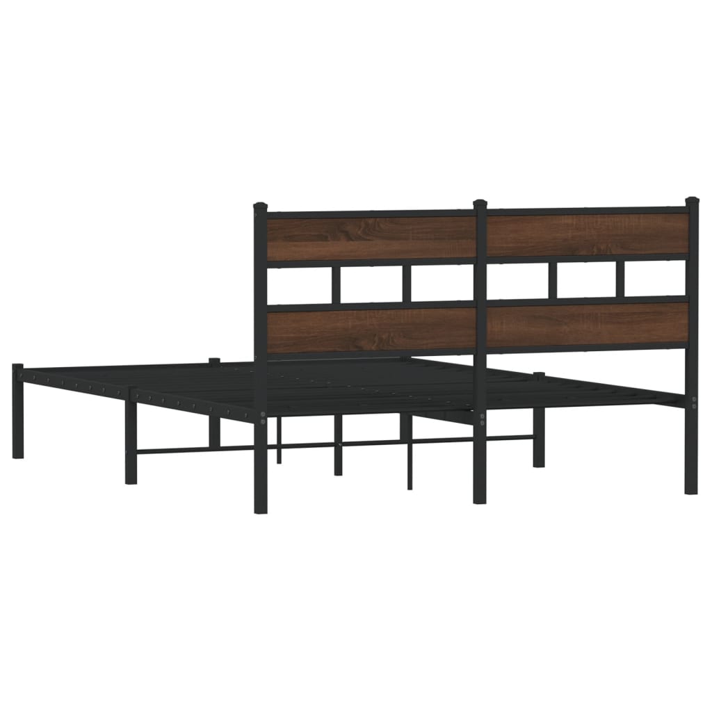 vidaXL Estructura cama con cabecero sin colchón marrón roble 137x190cm