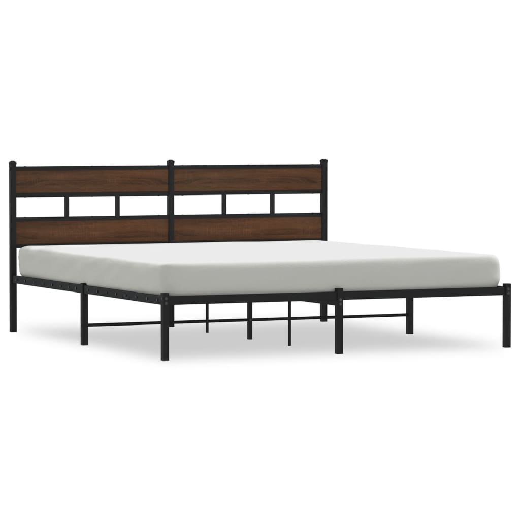 vidaXL Estructura cama con cabecero sin colchón marrón roble 183x213cm