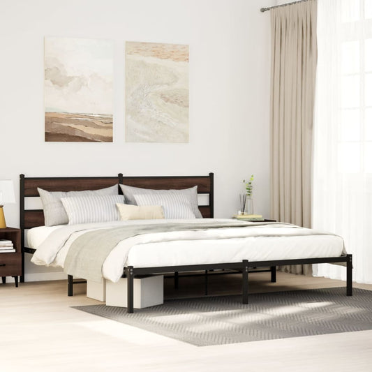 vidaXL Estructura cama con cabecero sin colchón marrón roble 183x213cm