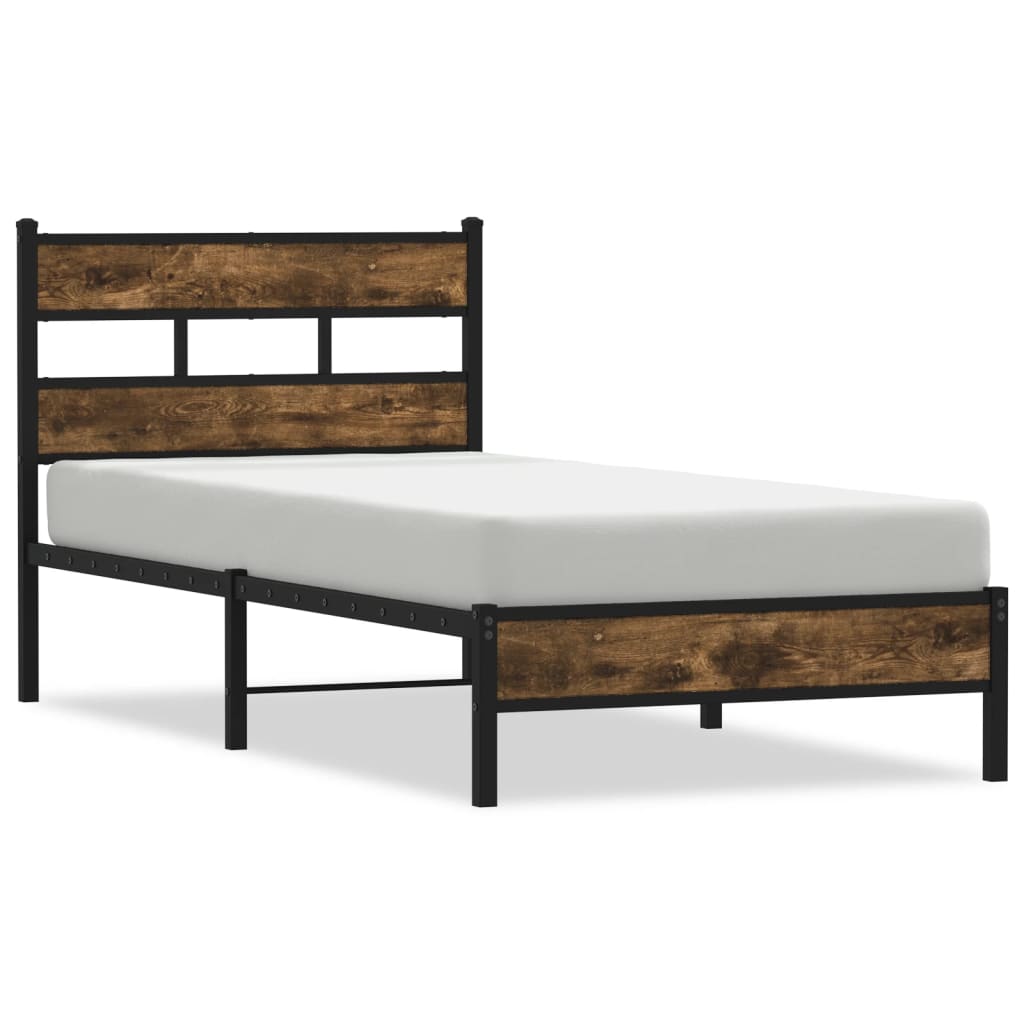 vidaXL Estructura cama con cabecero sin colchón roble Sonoma 75x190 cm