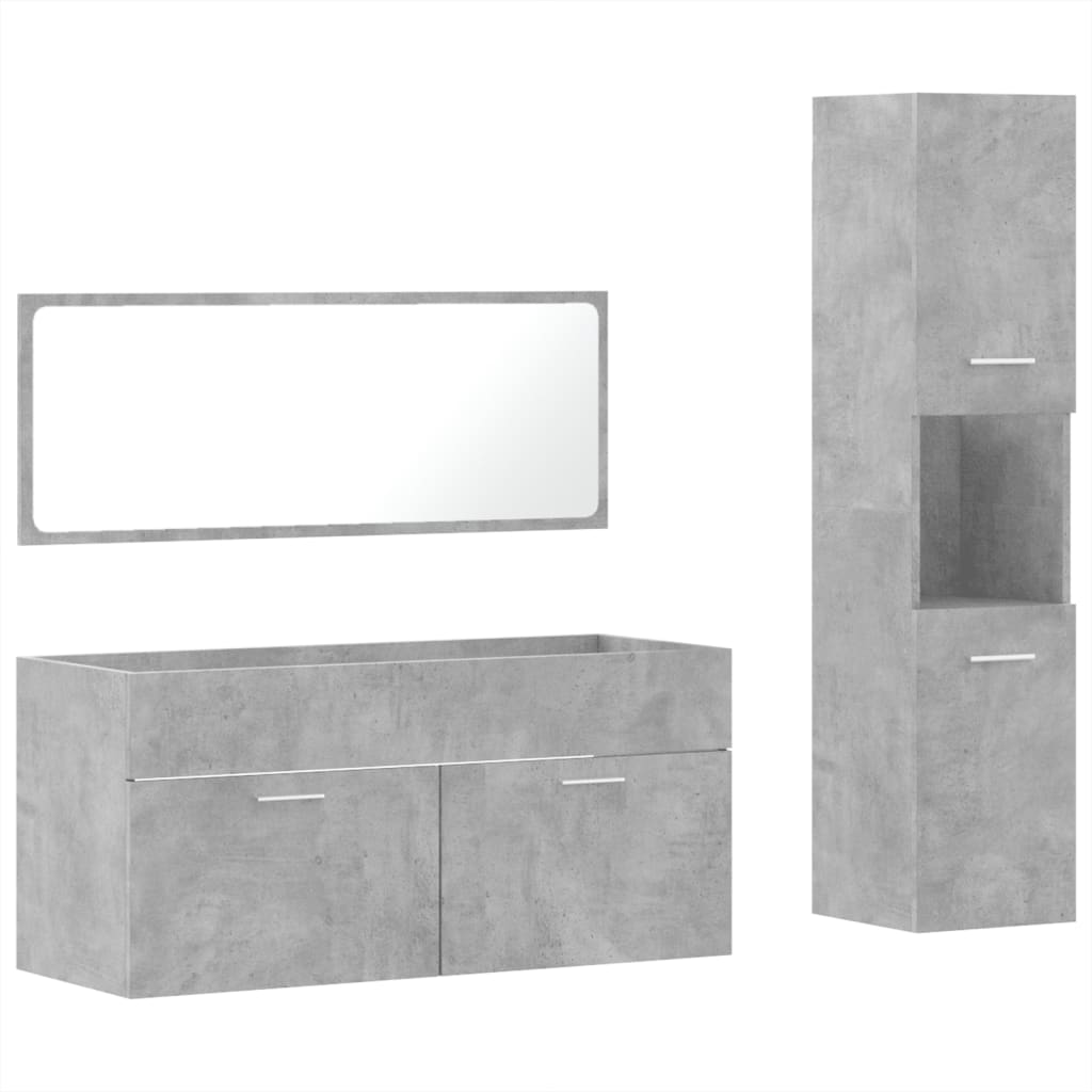 vidaXL Set muebles de baño 2 piezas madera contrachapada gris hormigón