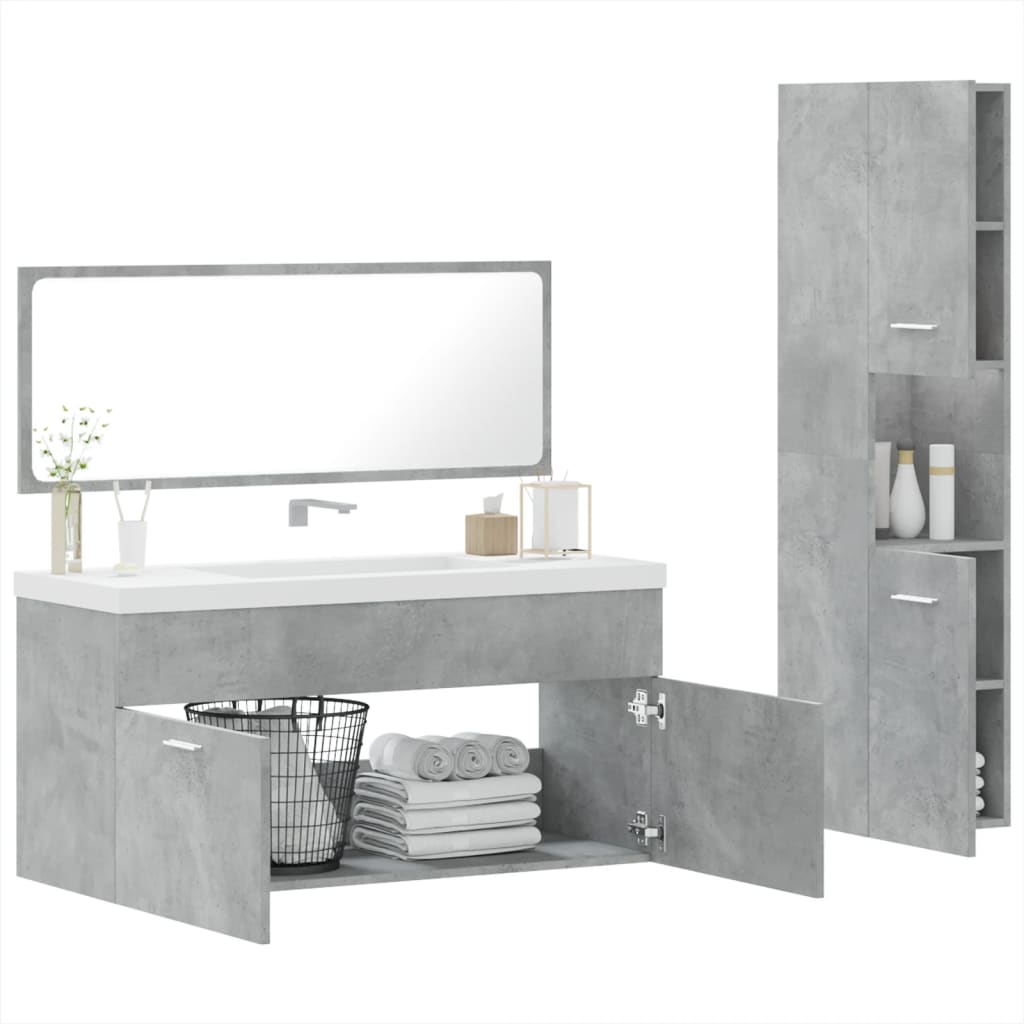 vidaXL Set muebles de baño 2 piezas madera contrachapada gris hormigón