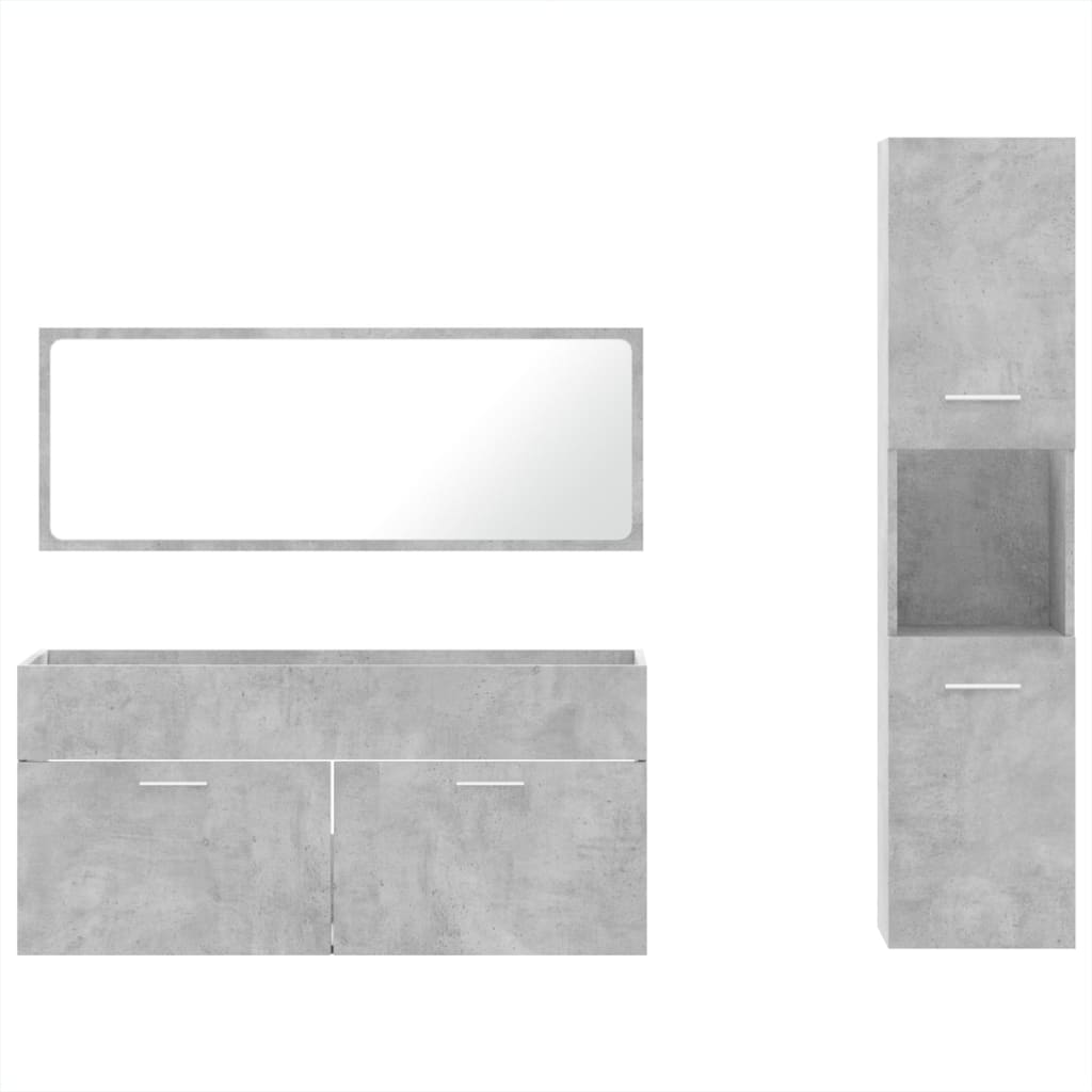 vidaXL Set muebles de baño 2 piezas madera contrachapada gris hormigón