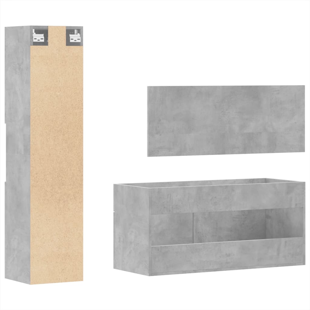 vidaXL Set muebles de baño 2 piezas madera contrachapada gris hormigón