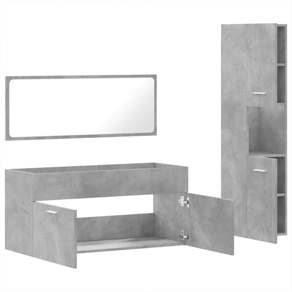 vidaXL Set muebles de baño 2 piezas madera contrachapada gris hormigón