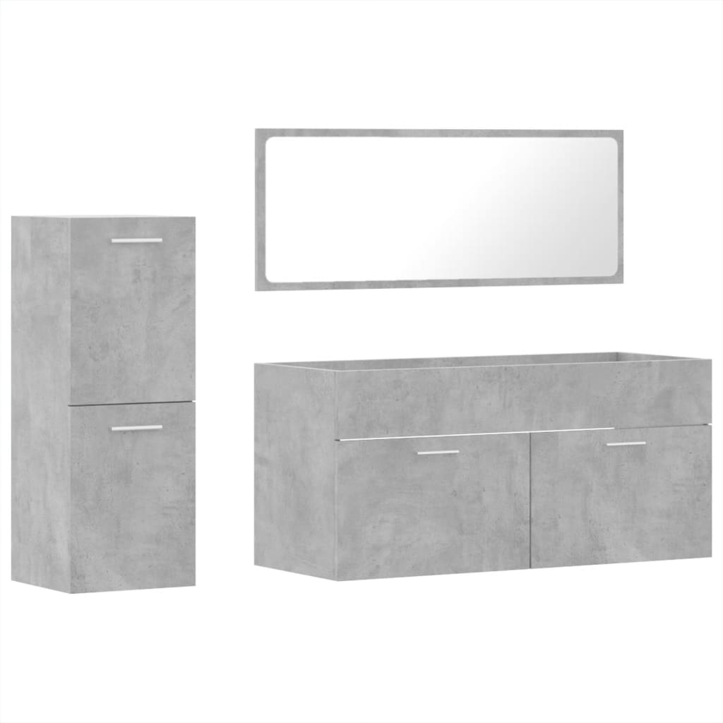 vidaXL Set muebles de baño 2 piezas madera contrachapada gris hormigón