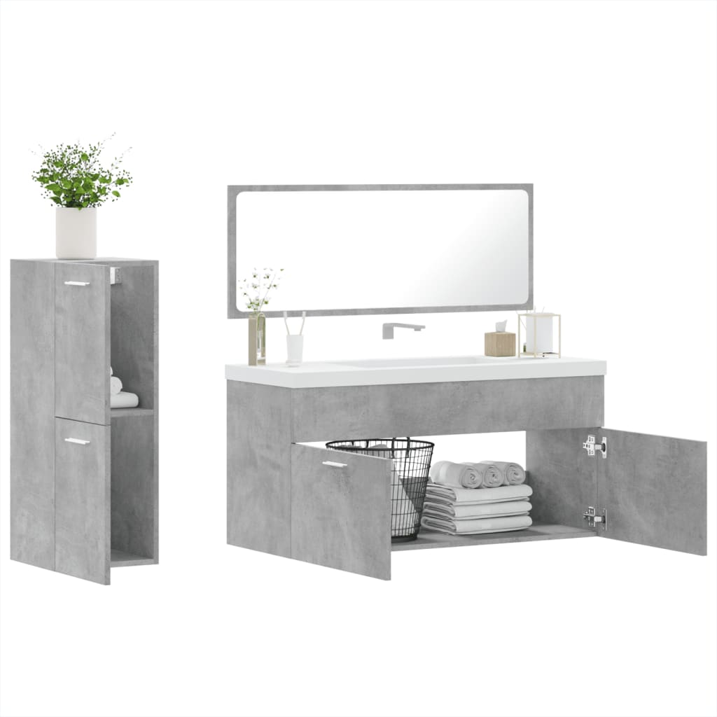 vidaXL Set muebles de baño 2 piezas madera contrachapada gris hormigón