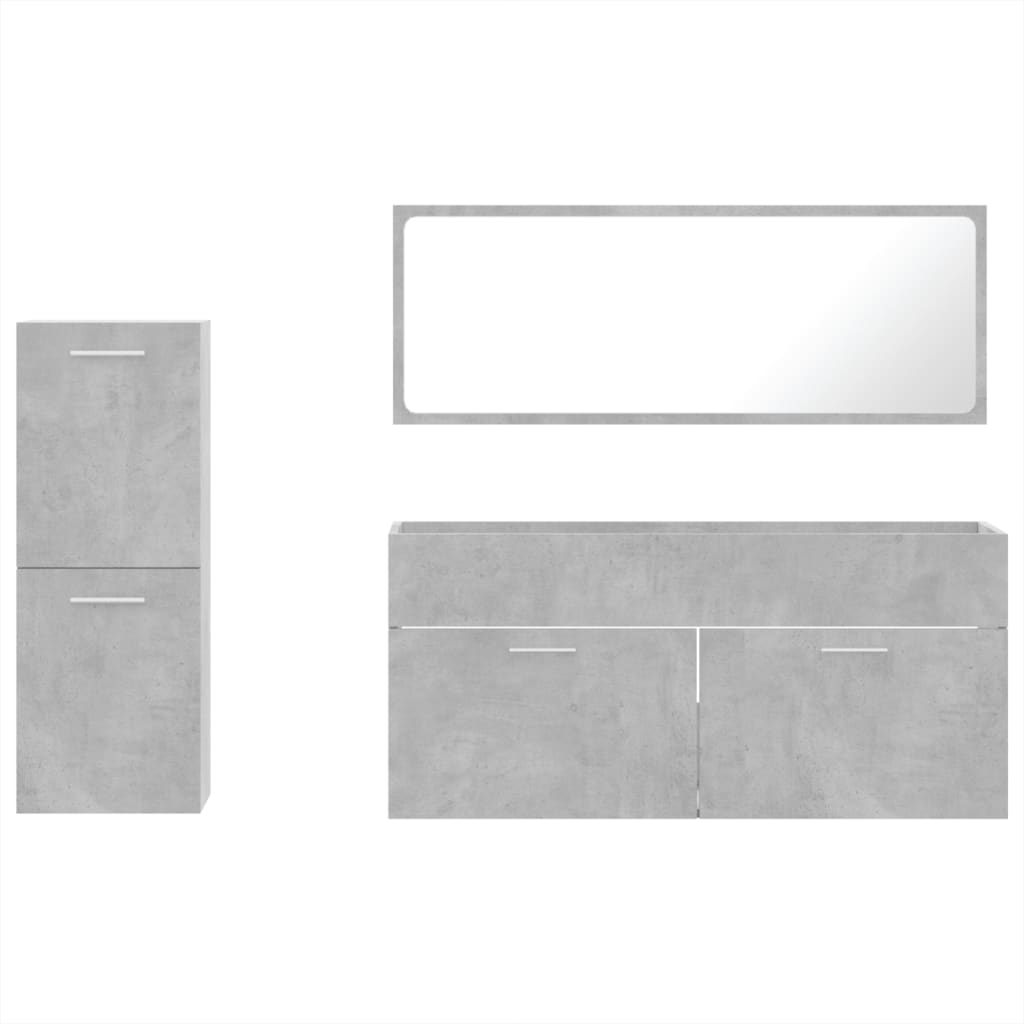 vidaXL Set muebles de baño 2 piezas madera contrachapada gris hormigón