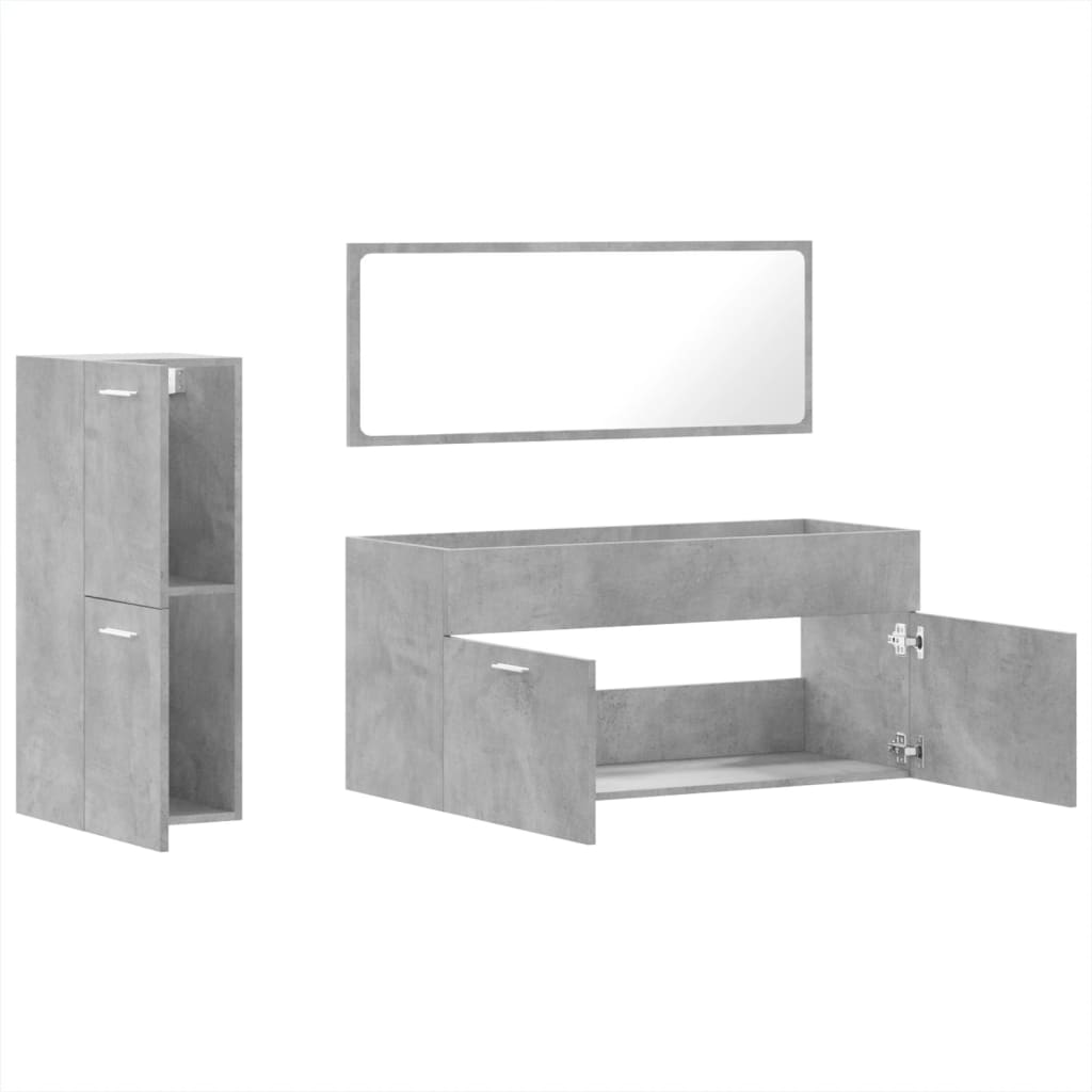 vidaXL Set muebles de baño 2 piezas madera contrachapada gris hormigón