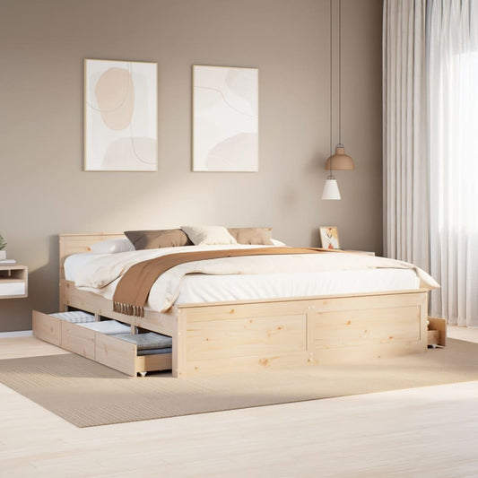 vidaXL Cama sin colchón con cabecero madera maciza de pino 200x200 cm