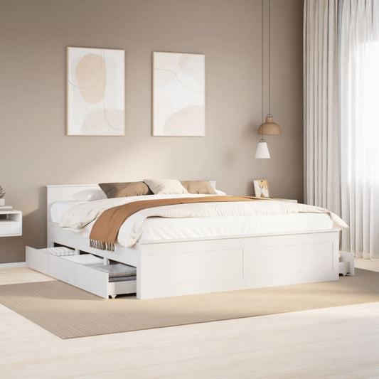 vidaXL Cama sin colchón con cabecero madera de pino blanco 200x200 cm