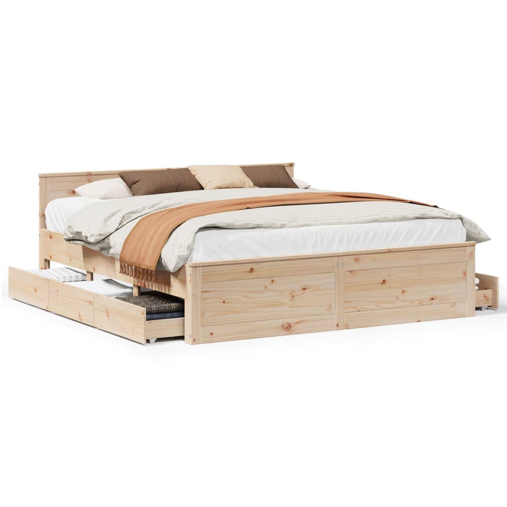 vidaXL Cama sin colchón con cabecero madera maciza de pino 180x200 cm