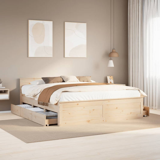 vidaXL Cama sin colchón con cabecero madera maciza de pino 180x200 cm