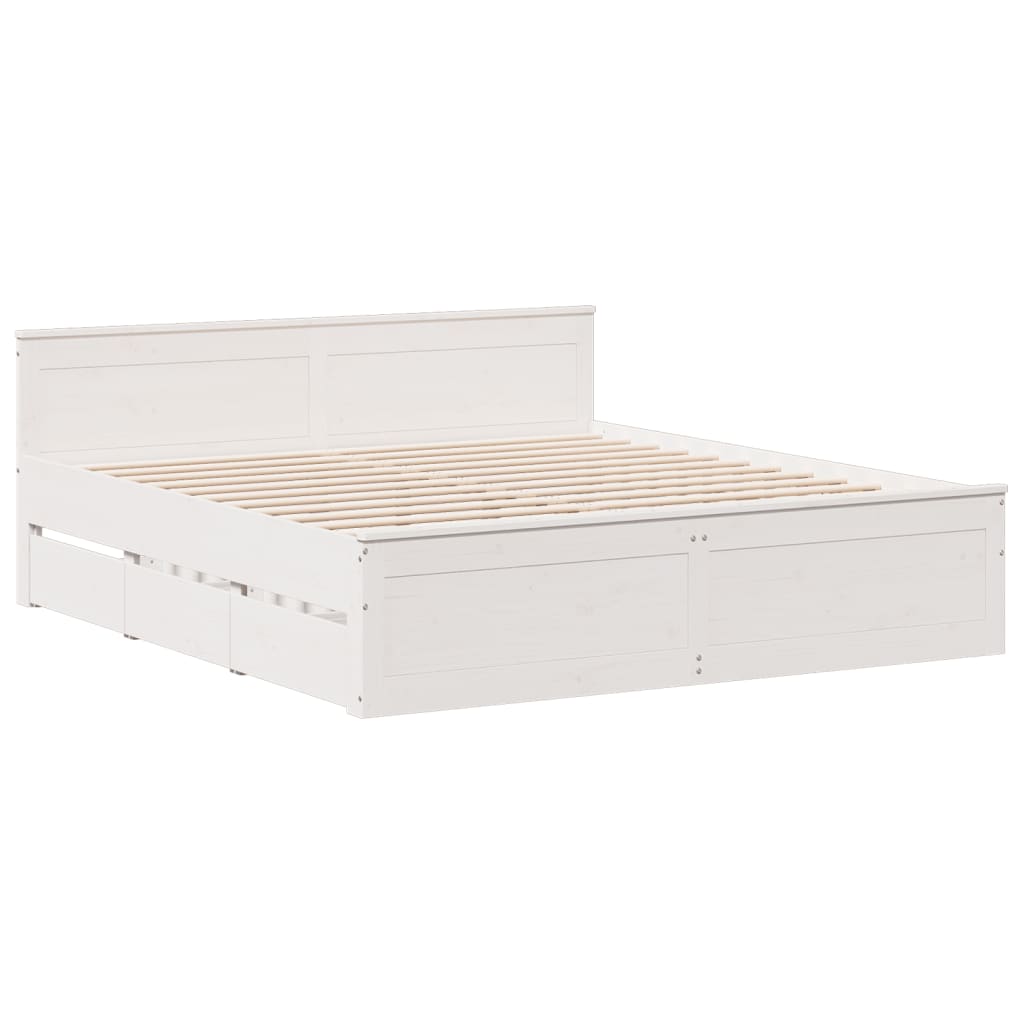 vidaXL Cama sin colchón con cabecero madera de pino blanco 180x200 cm