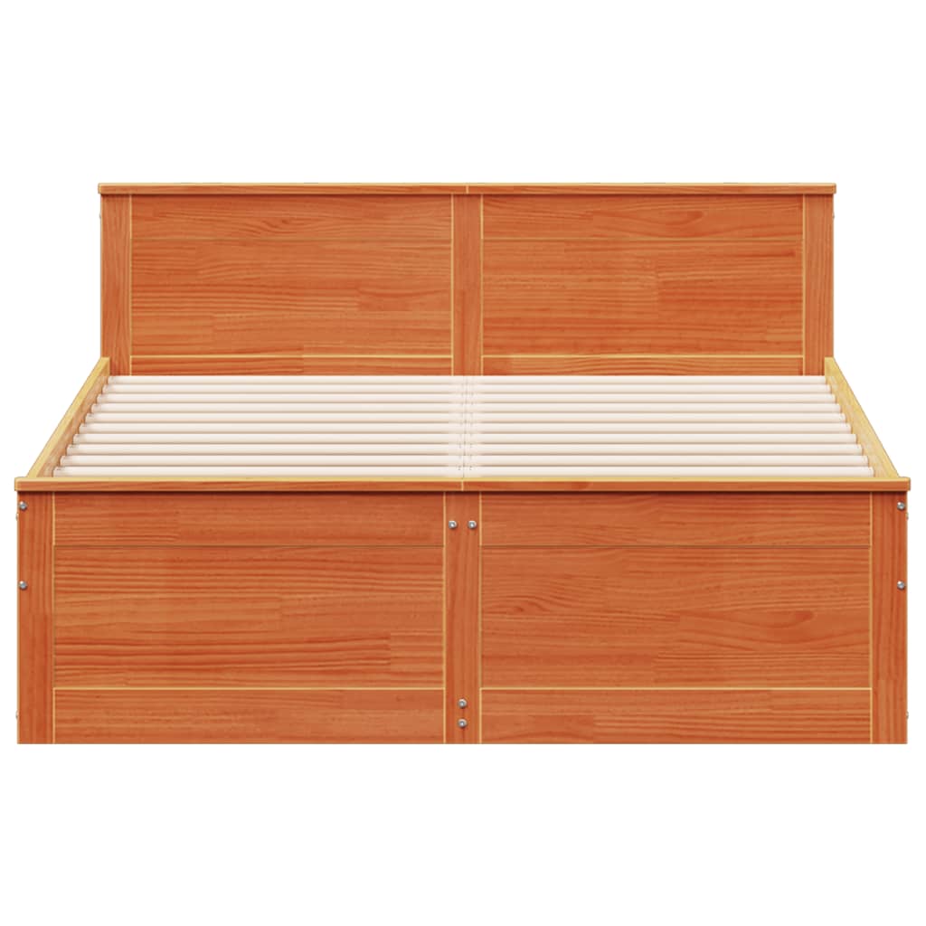 vidaXL Cama con cabecero sin colchón madera maciza marrón 160x200 cm