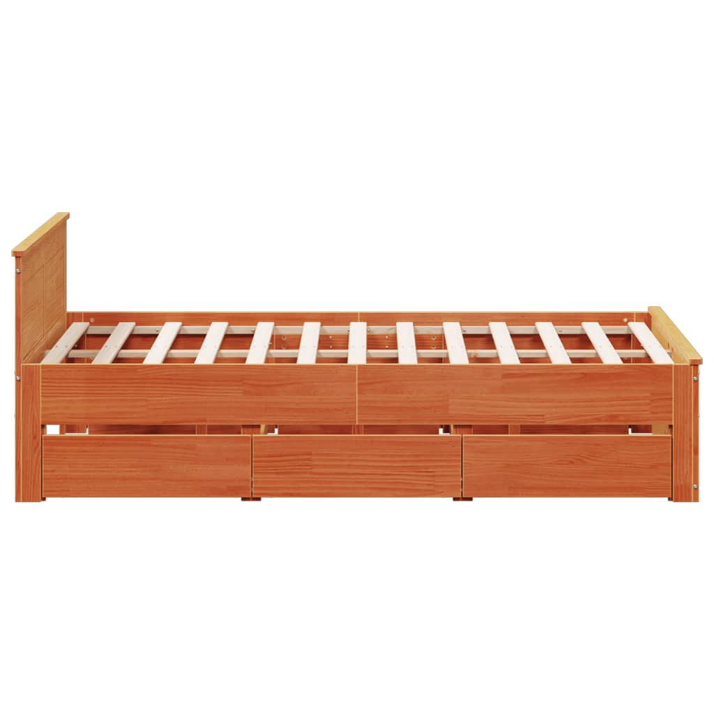 vidaXL Cama con cabecero sin colchón madera maciza marrón 160x200 cm