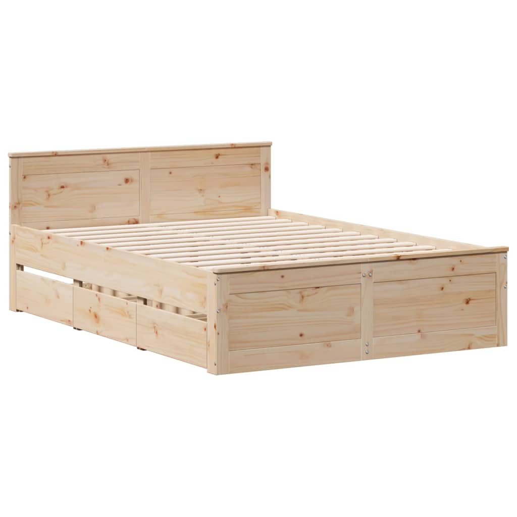 vidaXL Cama con cabecero sin colchón madera maciza de pino 150x200 cm