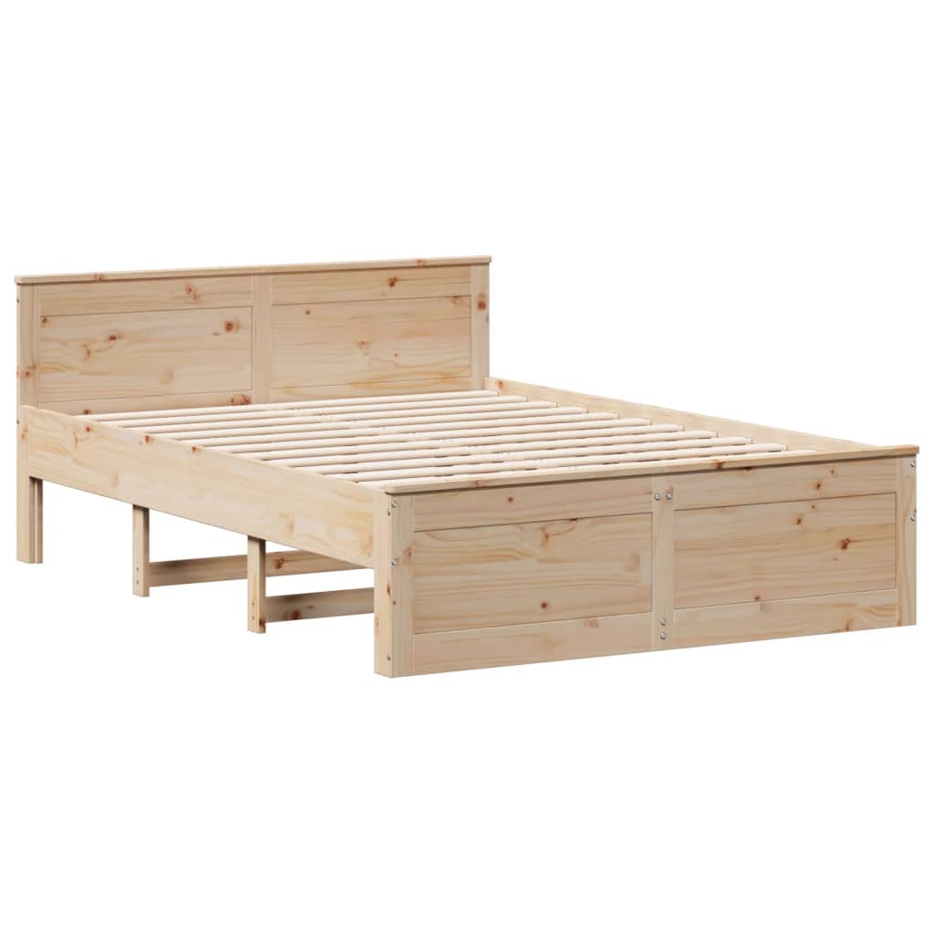 vidaXL Cama con cabecero sin colchón madera maciza de pino 150x200 cm