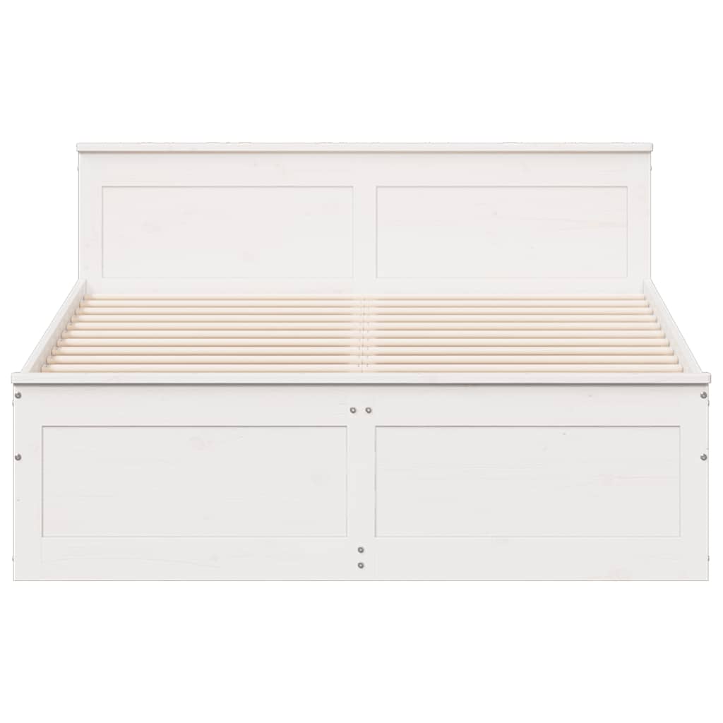 vidaXL Cama con cabecero sin colchón madera maciza blanca 140x200 cm