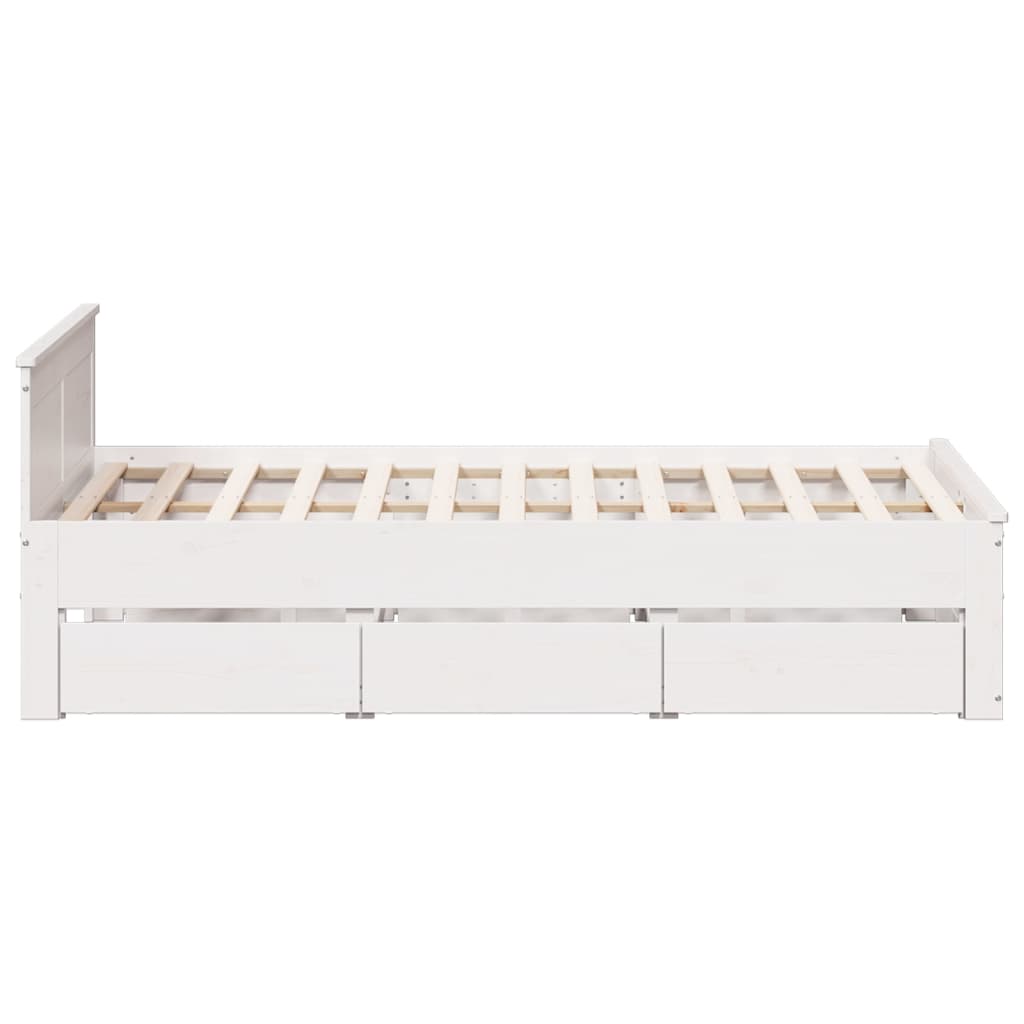 vidaXL Cama con cabecero sin colchón madera maciza blanca 140x200 cm