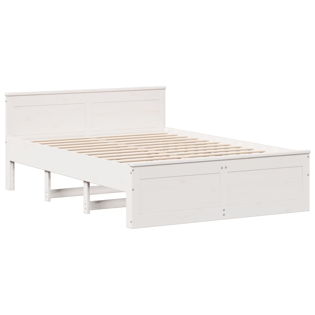 vidaXL Cama con cabecero sin colchón madera maciza blanca 140x200 cm