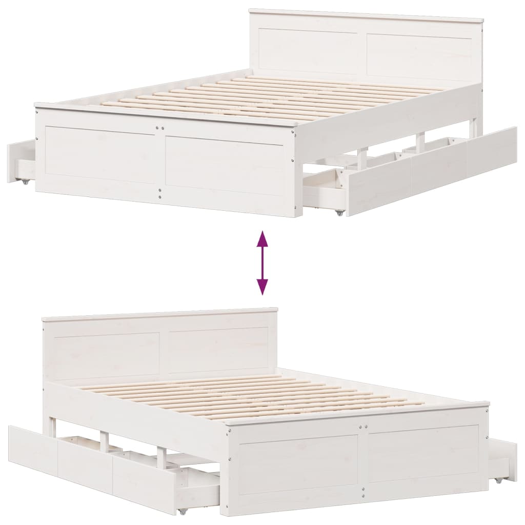 vidaXL Cama con cabecero sin colchón madera maciza blanca 140x200 cm