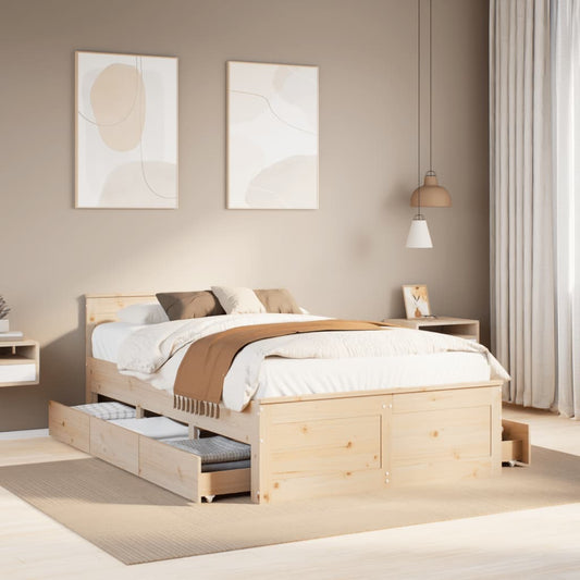 vidaXL Cama con cabecero sin colchón madera maciza de pino 120x200 cm