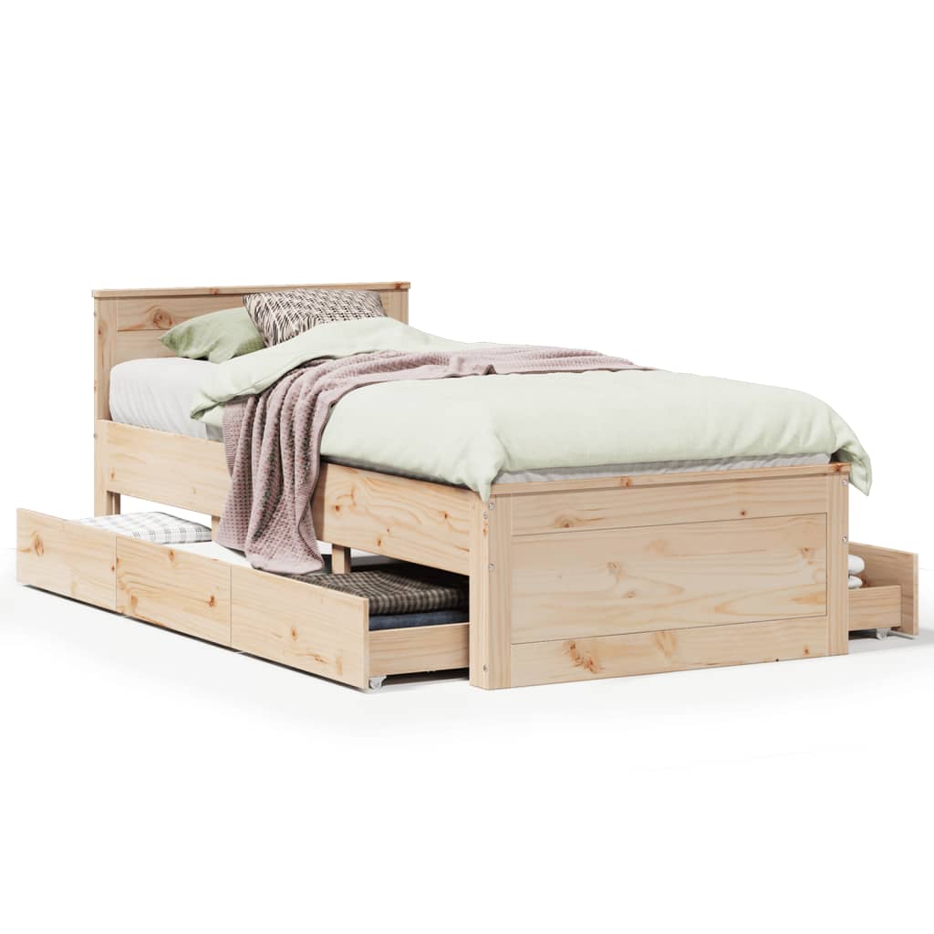 vidaXL Cama con cabecero sin colchón madera maciza de pino 100x200 cm